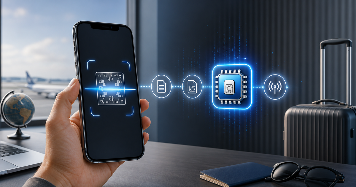 Imported iPhone in Pakistan connecting to mobile data through an eSIM profile